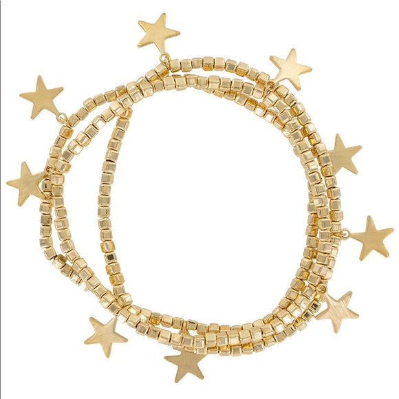 Anthropologie Jewelry - 💕HP💕Gold beaded Star charm stretch bracelets (3)